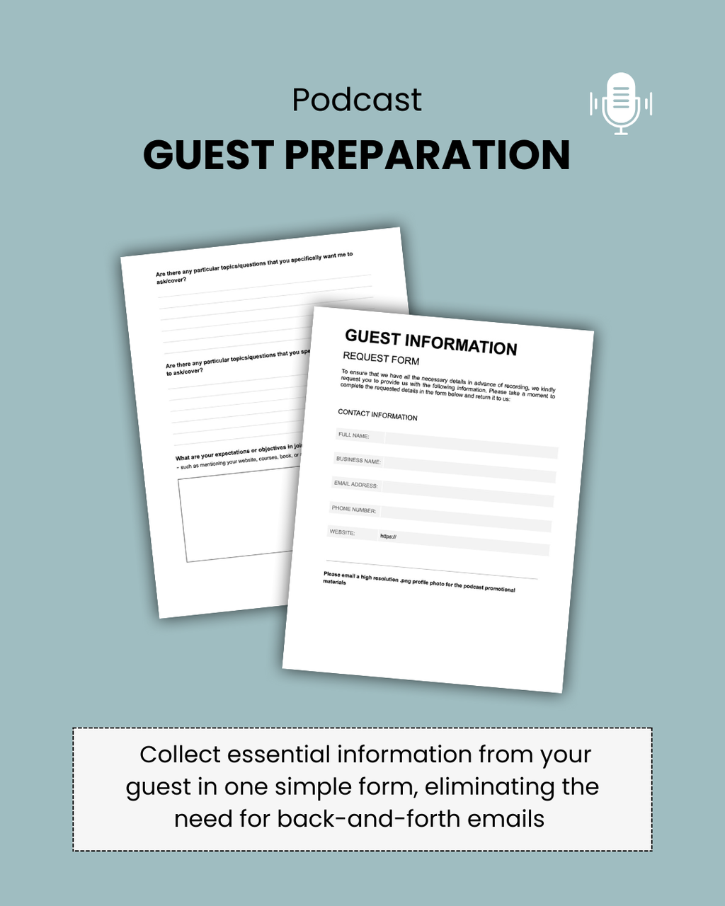 Podcast guest information request form template for collecting guest details