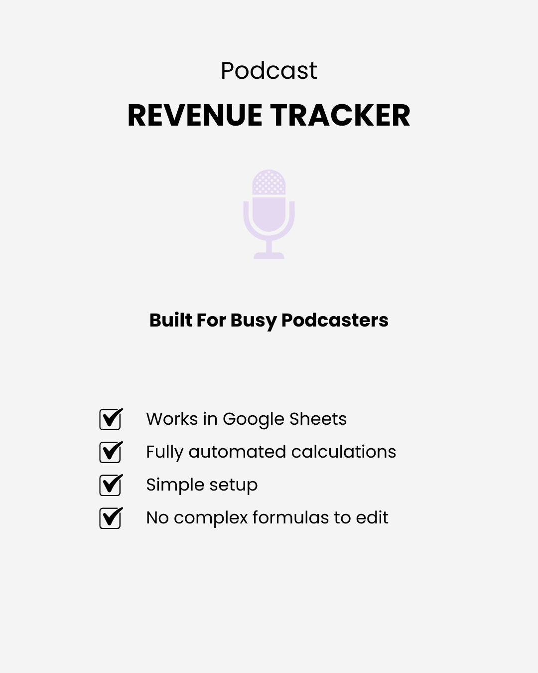 Done for you Podcast revenue tracker google spreadsheet 